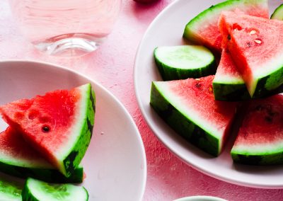 Watermelon-pink-cucumber-plate-plum-glass-drink